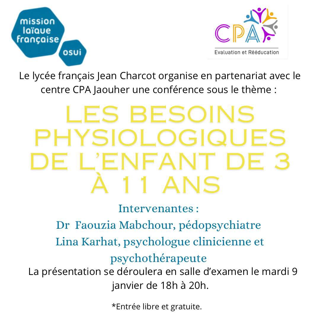 Conférence « Les besoins physiologiques de l’enfant de 3 à 11 ans »