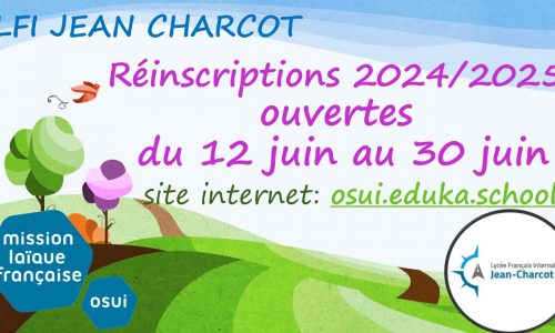 Réinscription pour la rentrée de septembre 2024