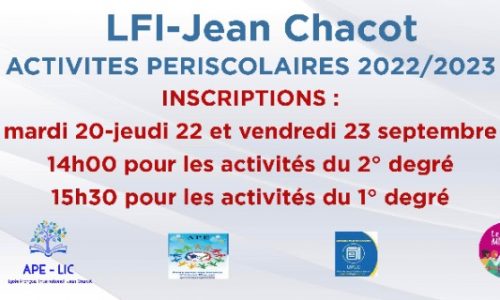 Activités périscolaires 2022-2023